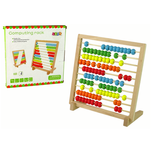 Liczydło Szkolne Drewniane Kolorowe Koraliki 16006